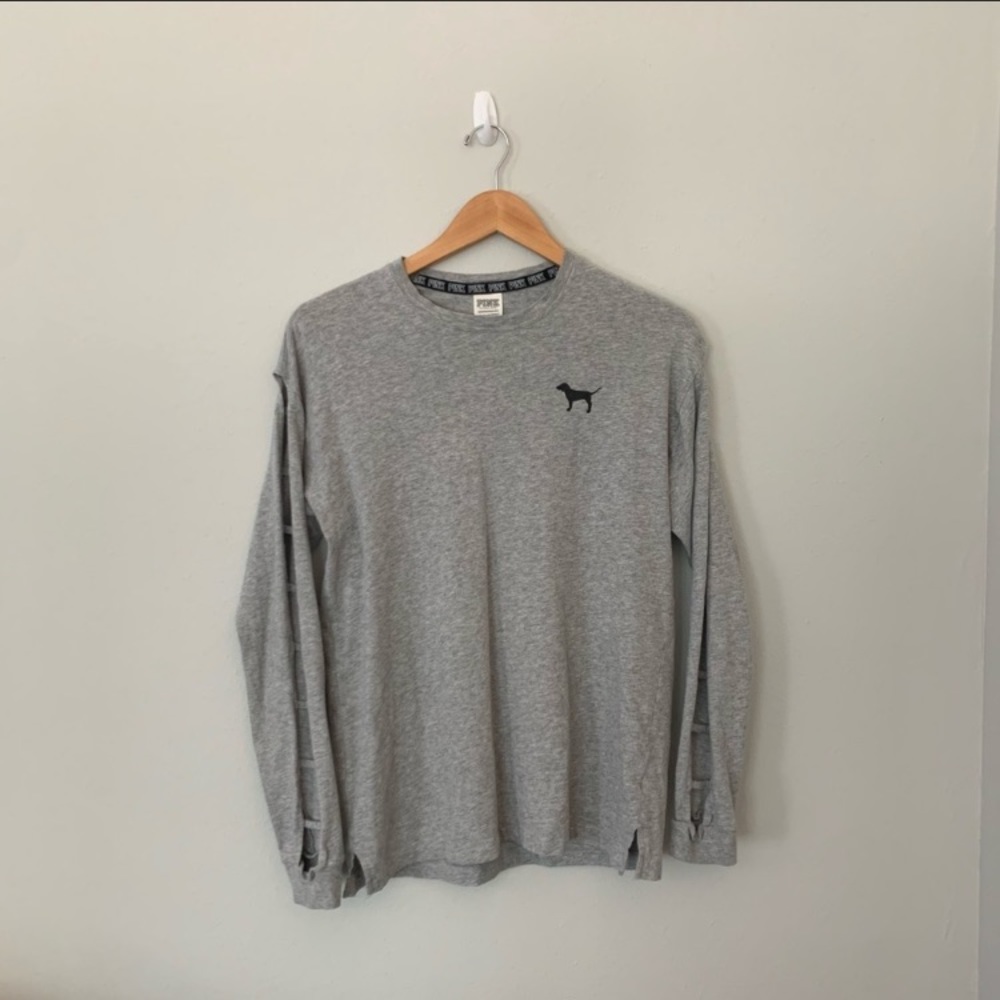 vs pink grey and black long sleeve top